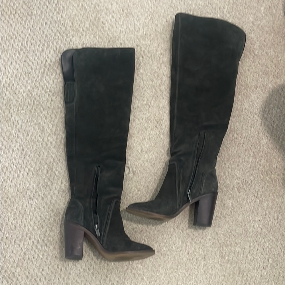 Vince Camuto Black Over the Knee Boots with Chunky Heel